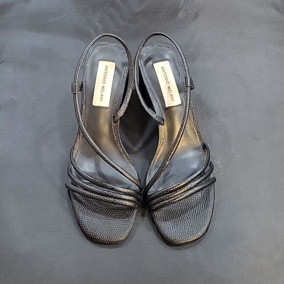 ANTONIO MELANI SQUARE TOE LOW BLOCK HEEL SANDAL - Picture 3 of 15